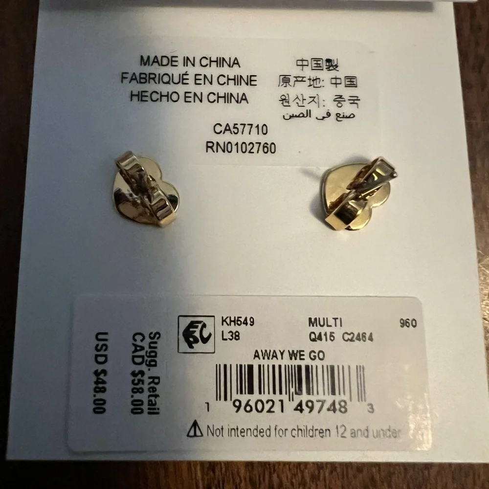 VACAY VIBE::Kate Spade New York Away We Go Flip Flop Thong Stud Earrings::NWT::